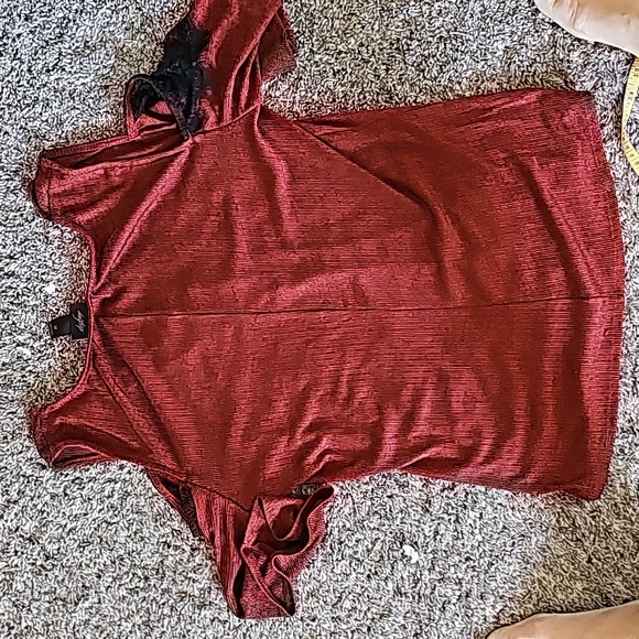 STUNNING DAYTRIP WOMENS EYELASH LACE V NECK COLD SHOULDER EVENING TOP - Picture 10 of 12